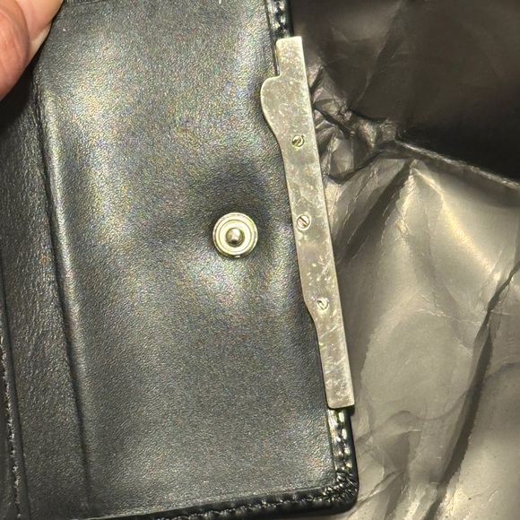 Cartier Leather TriFold Wallet w Silver Panther Clasp, Black, Unisex - Picture 8 of 9